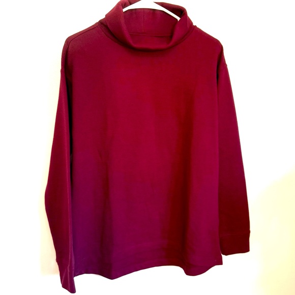 LANDS’END Women Long Sleeve Waffle Funnel Neck Top size Small - Picture 1 of 10